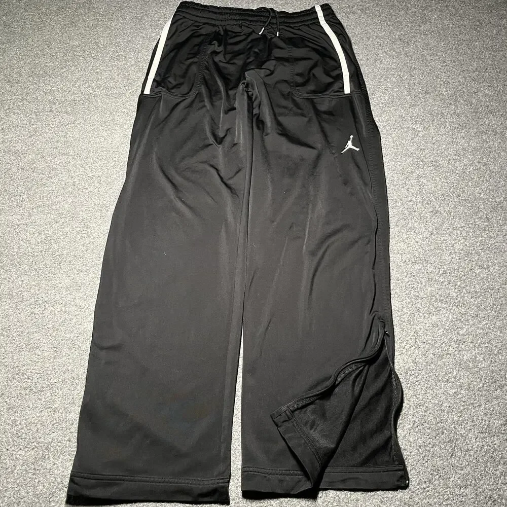 Jordan Pants Men’s Large Black Flight Basketball Warm-Up Track Ankle Zip
